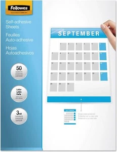 Fellowes Laminating Sheets Self Adhesive 9x12 3 Mil Gloss 50 50-Pack, Clear - Picture 1 of 3