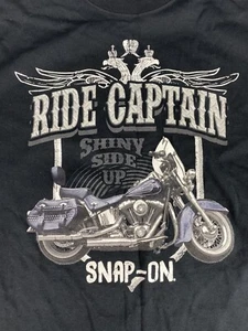 Snap on Tools Shirt Mens Large Black Ride Captain ￼Shiny Side Up New A15 - Picture 1 of 7
