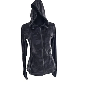 LULULEMON HOODED DEFINE JACKET 8 BLACK HERITAGE CAMO DEEP COAL BLACK - Picture 1 of 10