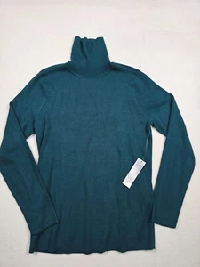 Chicos NWT Emerald Green Long-Sleeve Turtleneck Sweater Size 1 Medium - Picture 1 of 4