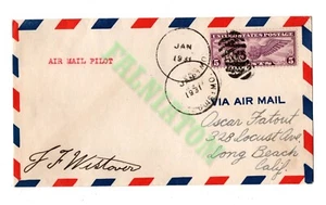 Luftpost 1931 St Louis Long Beach 5 Cent Pilot signiert Westover - Bild 1 von 2
