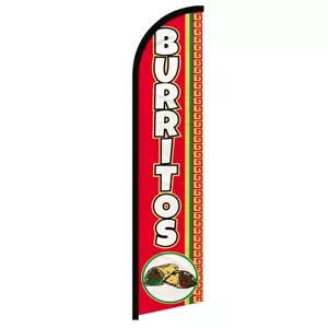 Burritos (Red) Windless Advertising Swooper Flag Food Concessions Flag - Picture 1 of 2