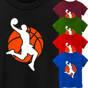 Basketball Sports Kids T-Shirt Short Sleeves Graphic New Party USA Team Gift Tee - Picture 1 of 14