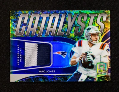 2022 Panini Spectra - Mac Jones - Memorabilia Neon Splatter Prizm SSP /8 - Image 1 of 2