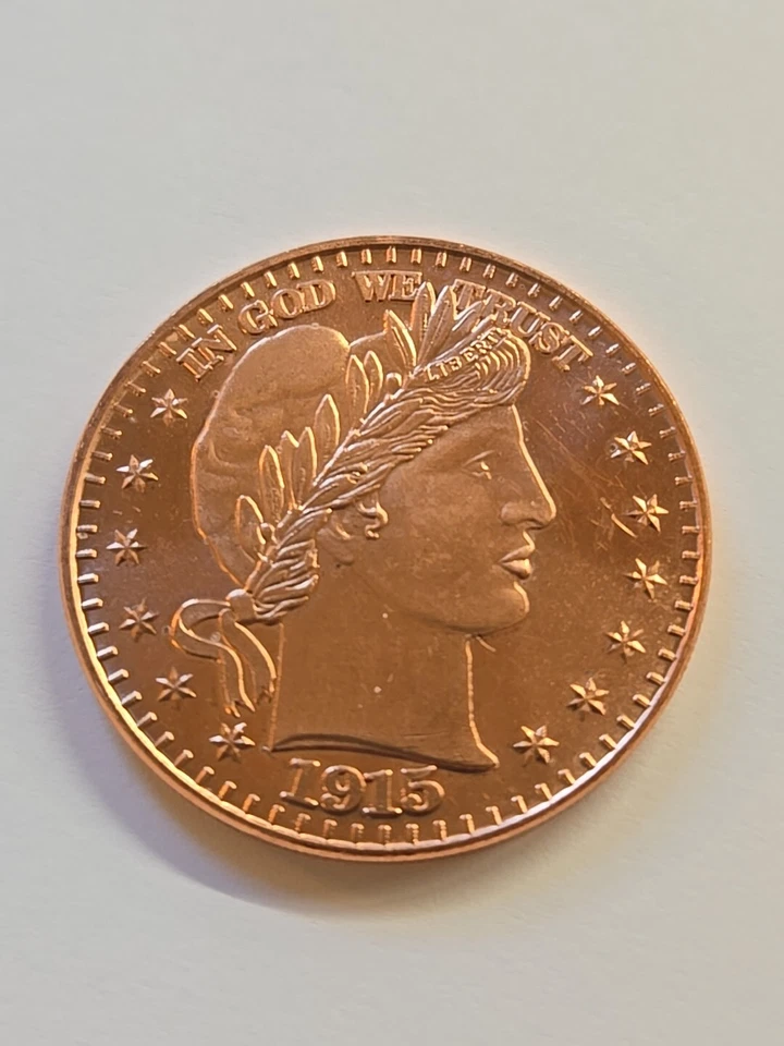 Coin ~ 1915 Barber, .999 1OZ Copper RARE Others Available Not BARBERS!! - Image 1 of 3
