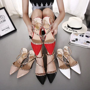 Fashion Flats Red Strappy Pointy D'orsay Rivets Walking Women Shoes Plus Size - Picture 1 of 47
