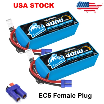 2pcs Yowoo 150C 6S 4000mAh EC5 22.2V Graphene Lipo Battery for Drone FPV Truck - Image 1 of 4