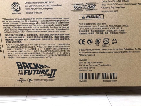 Boxed Figure Japan Hot Toys Delorean  1/6 Back to the Future Time Machine Cover