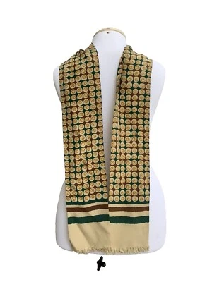 CLAUDE LEMMEL GEOMETRIC BEIGE RECTANGLE Silk scarf 64/5  in MADE IN ITALY #A47 - Image 1 of 2