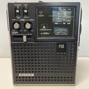 Vintage Sony ICF-5500W Radio Portable 3 Three Band Receiver AM FM PSB Untested - Picture 1 of 24