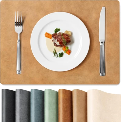 Set of 6 Faux Leather Placemats - Reversible, Waterproof, Heat Resistant 12x17 - Image 1 of 4
