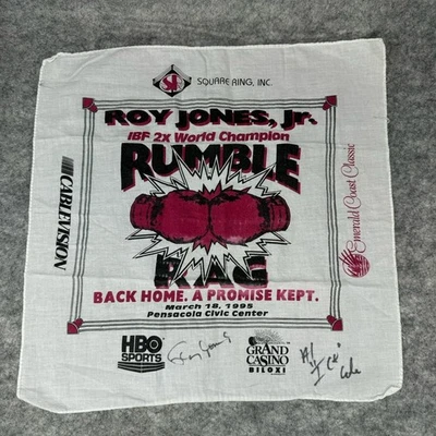 Roy Jones Jr Rumble Rag firmado Promise Kept 1995 Alfred 'Ice' Cole autografiado Foto 1 de 4