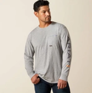 Camiseta ARIAT Rebar Workman Logo Bolsillo Manga Larga GRIS Para Hombres Talla GRANDE Excelente Estado - Imagen 1 de 12