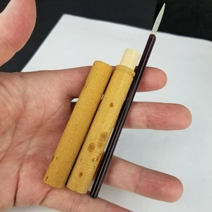 Vintage Glas Kalligraphie Dip Pen dunkel rubinrot Holz Etui NACHLASSVERKAUF - Bild 1 von 6