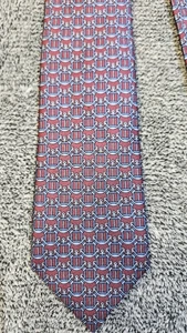 Corbata Hermes azul seda anclas estampada 908 HA hecha en Francia 54 pulgadas por 3 pulgadas - Imagen 1 de 9