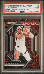 2024 Prizm Monopoly WNBA Insert Red Classic Icons #WNBA3 A'ja Wilson - PSA 9 - Imagen 1 de 2