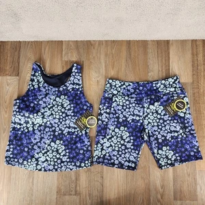 Athletic Works XL Tank Top & Bike Shorts Set Floral Activewear Outfit Girls - Picture 1 of 12