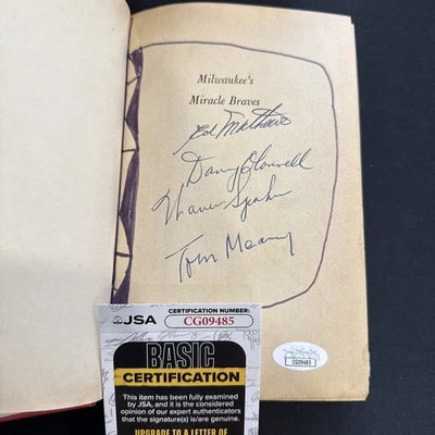 Eddie Mathews/Warren Spahn/O’Connell/Meany Signed Book JSA Milwaukee Braves - Image 1 of 4