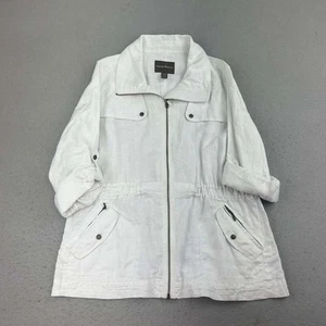 Tommy Bahama Jacket Womens Medium White Linen Full Zip Collared Lightweight Coat - Picture 1 of 10