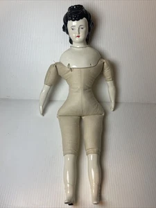 Muñeca Cabeza China Antigua De Colección con Cuerpo Relleno Porcelana Brazos y Piernas Ropa Alemana - Imagen 1 de 23