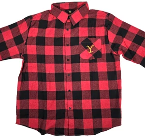 YellowStone Shirt Mens Large Red Black Plaid 'for the brand' Flannel Casual - Picture 1 of 13