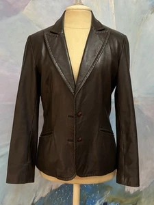 Woman's Vakko Sport Dark Brown Leather Blazer/Jacket Size S/M - Picture 1 of 15