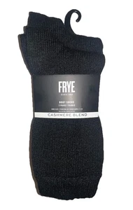 Frye Cashmere Blend Boot Crew Socks 2 Pair Women 5-10 Black Ribbed Welt NEW! $32 - Picture 1 of 10