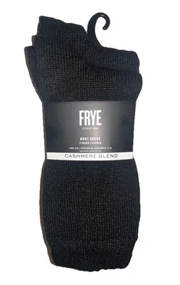 Frye Cashmere Blend Boot Crew Socks 2 Pair Women 5-10 Black Ribbed Welt NEW! $32 - Image 1 of 4