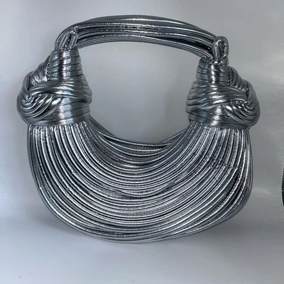 Noodle Knot Hobo Silver Purse Shoulder Handbag - Image 1 of 4
