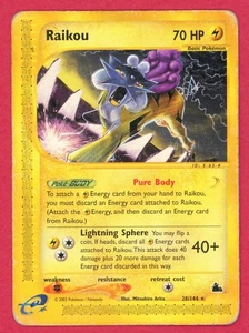 Raikou Non-holo Rare Skyridge 28/144 Regular Pokemon TCG - Damaged - Picture 1 of 2