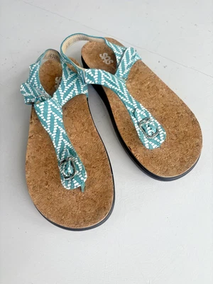 Sandalias SAS para mujer 8M Marina correa en T espiga correa en el tobillo cuero azul Foto 1 de 4