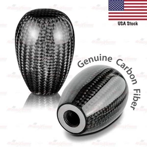 Universal BLACK Carbon Fiber Sports Gear Shift Knob Oval shaped 5/6 Gear Speed - Foto 1 di 7