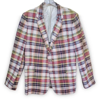 复古 Lew Ritter Beverly Hills 20 世纪 70 年代丝绸格子格子夹克男式 42R 码 — 第 1/4 张图片