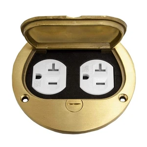 ENERLITES Brass Flip Lid Floor Box Cover, 4" Diameter, 975502-C, UL Listed - Picture 1 of 3
