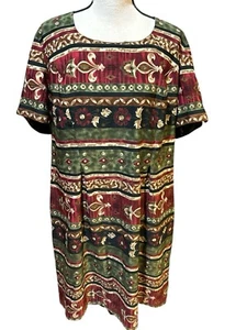 Vintage OLIVIA ROSE Plus Sz 18W Dress Floral Mix Pattern Career Sophisticated - Picture 1 of 5