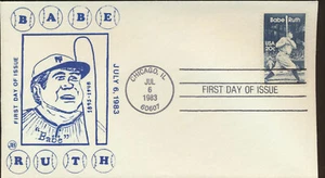 2046 Babe Ruth 1983 Primer Día Cubierta JB Cachet Sin Dirección - Sin Sellar - Imagen 1 de 1