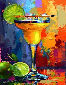 Margarita Cocktail Tequila Liquor Drink Mid Century Modern Bar Art Print 8.5X11 - Picture 1 of 2