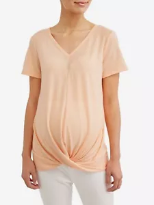 T-shirt anteriore Time and Tru Maternity Twist, delizia albicocca, media (8-10) - Foto 1 di 4