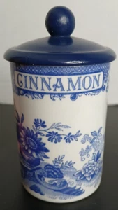 Spode blue cinnamon jar with rare wooden lid - Picture 1 of 7