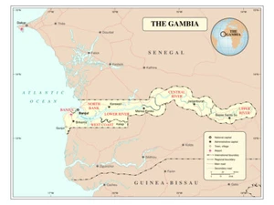 Cartel de mapa de país de la ciudad ferroviaria de carretera provincia administrativa política de Gambia - Imagen 1 de 1