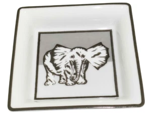 Hermes Paris Porzellan Kleingeld Tablett Zigarren Aschenbecher Elefant eckig Teller 8 cm - Bild 1 von 9