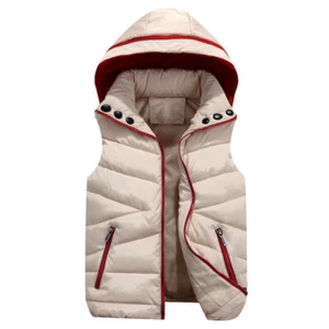 Unisex Quilted Detachable Hood Waistcoat Winter Gilet Bubble Jacket Coat Tops - Picture 1 of 17