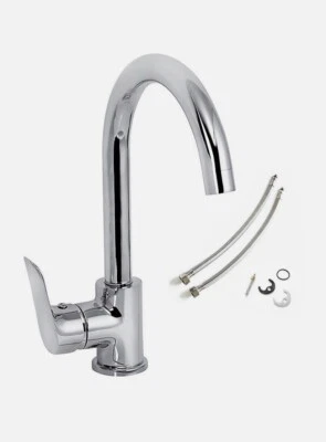 Bristan Cascade Cadence Kitchen Tap Chrome Single Lever + Fixings + Flexi Pipes - Image 1 of 4