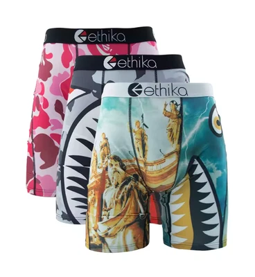 3 Pack- New Stylish Breathable Ethika Mens The Staple Boxer Briefs UK