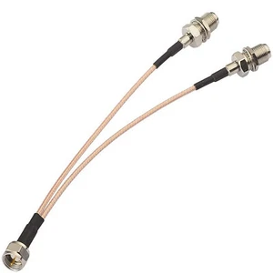 50 ohm F Type Coax Cable Splitter To F Dual Female 3 Way RG316 Coaxial Cable - Picture 1 of 10