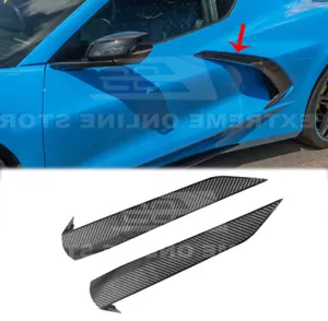 20-Up Corvette C8 Door Handle Pair CARBON FIBER Replacement Side Fender Vent New - Picture 1 of 12