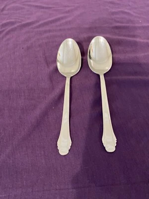 Gorham Calais Oval Soup Spoons 18/8 Glossy 2 Stainless Steel Silverware Flatware - Image 1 of 4
