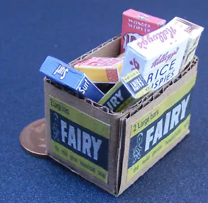 Full Cardboard Grocery Box Tumdee 1:12 Scale Dolls House Kitchen Accessory Fairy - Picture 1 of 1