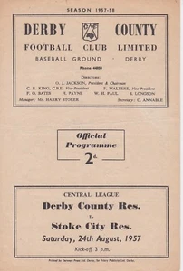DERBY COUNTY v STOKE CITY RESERVES ~ 24 AUGUST 1957 - Picture 1 of 2