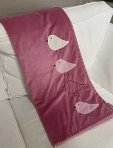 Dwell Studio For Target Pink Velour Baby Blanket Crib Girl Chick Bird Reversible - Picture 1 of 12